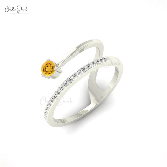 Natural Citrine Faceted Dainty Engagement Ring