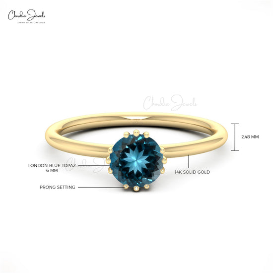 Classic 14k Gold London Blue Topaz Solitaire Engagement Ring