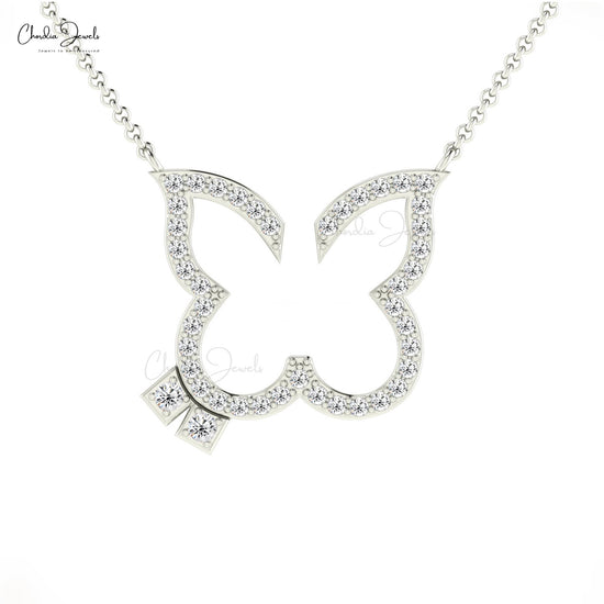 Diamond Open Butterfly Necklace in 14k Gold for Her
