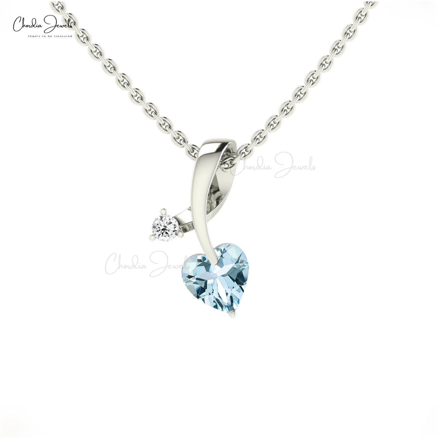 AAA Aquamarine Twisted Diamond Pendant 14k Solid Gold Pendant For Women's