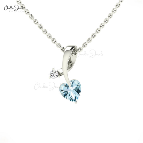 AAA Aquamarine Twisted Diamond Pendant 14k Solid Gold Pendant For Women's