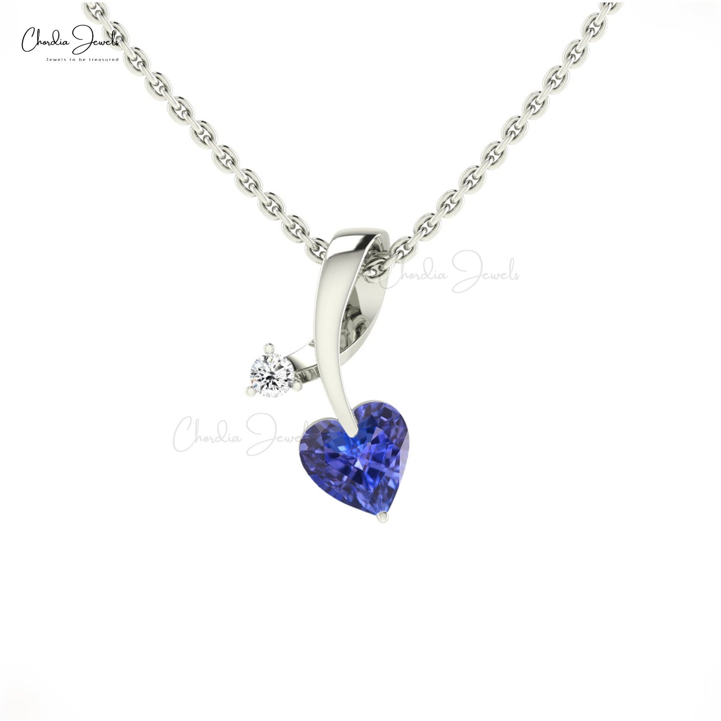 tanzanite heart twisted pendant
