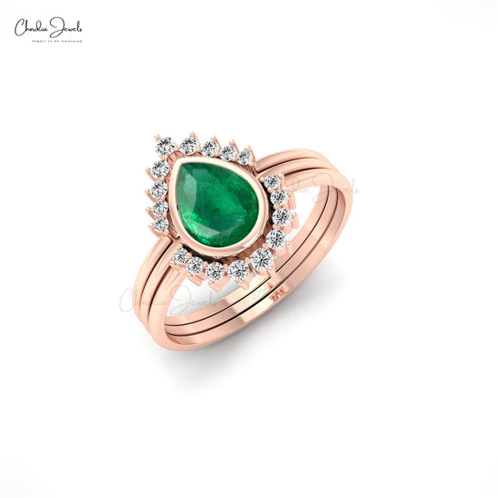 Natural Emerald Engagement Ring