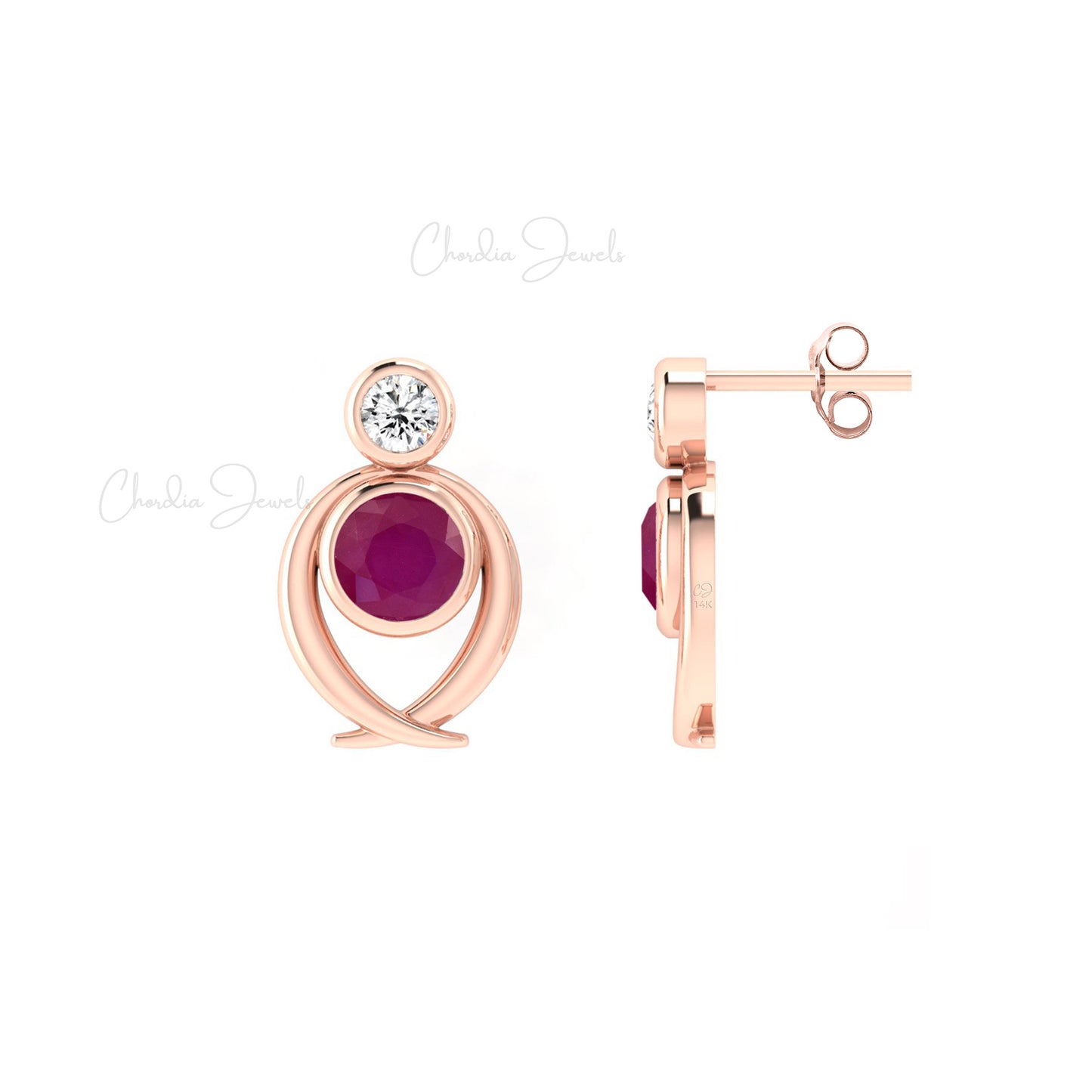 Bezel Set Ruby Earrings