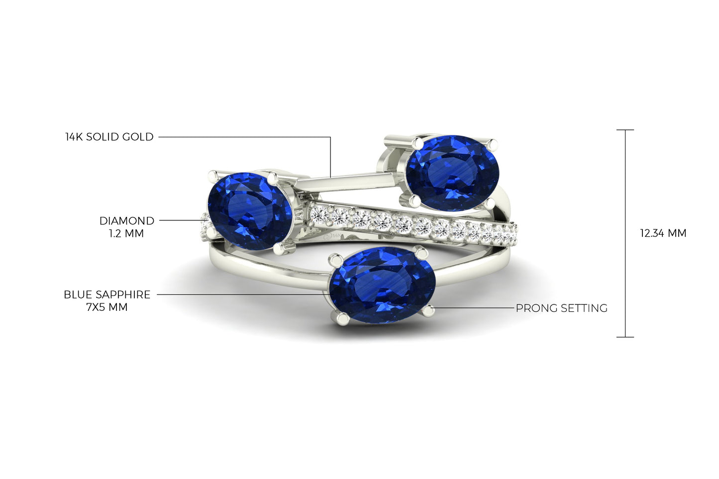 Diamond and Genuine Blue Sapphire Ring
