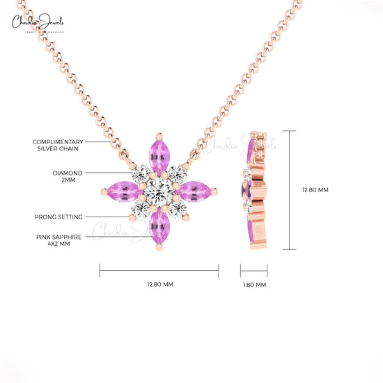 Pink Sapphire Snow Flake Necklace