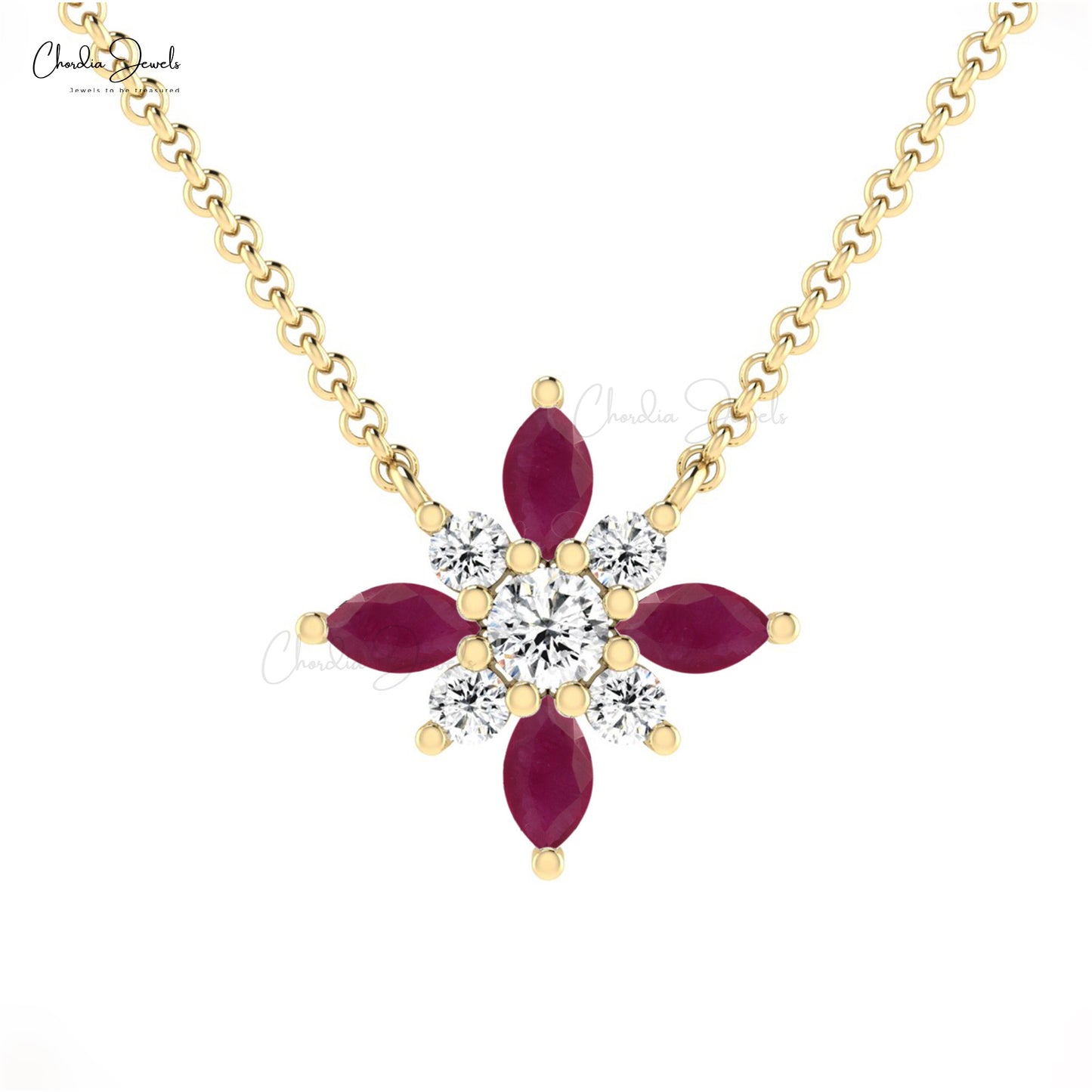 Ruby Snow Flake Necklace
