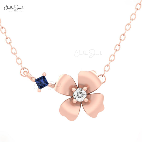 Blue Sapphire Floral Necklace