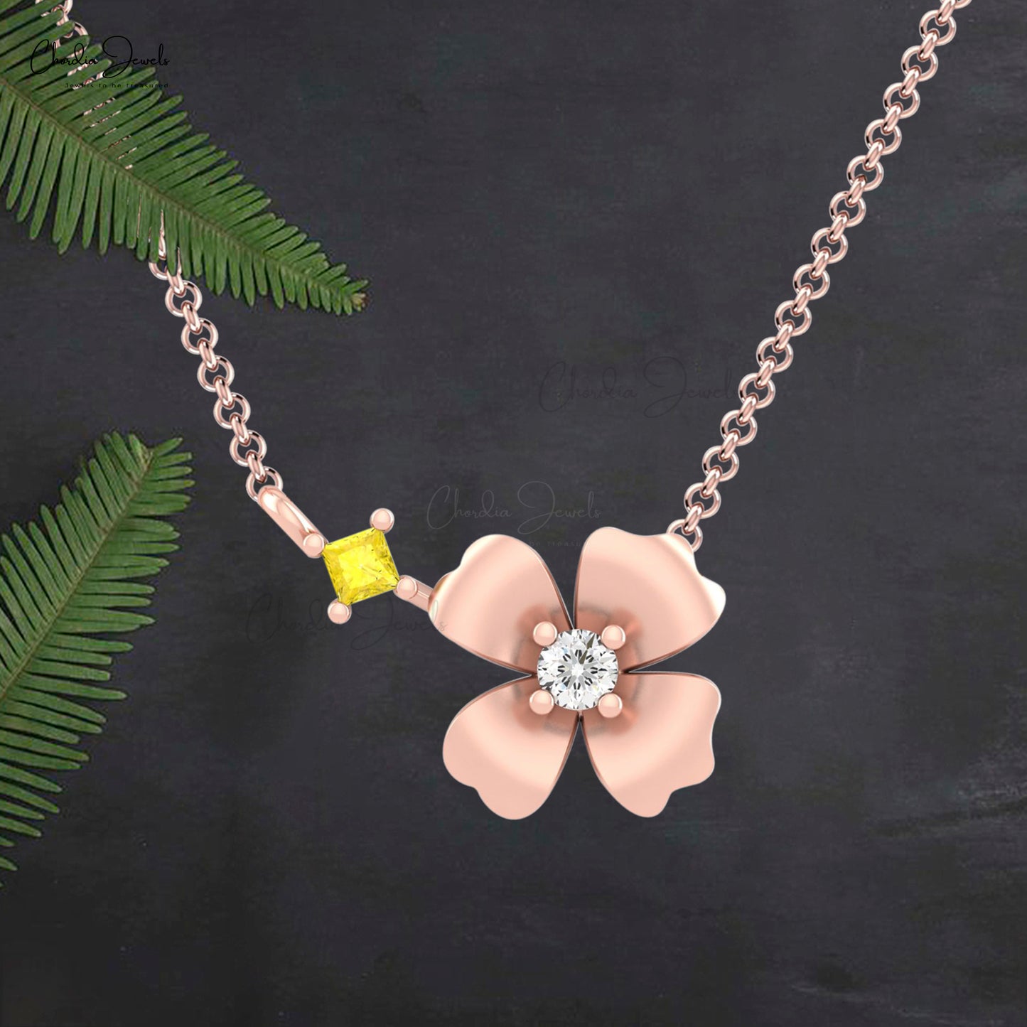 Yellow Sapphire Floral Necklace