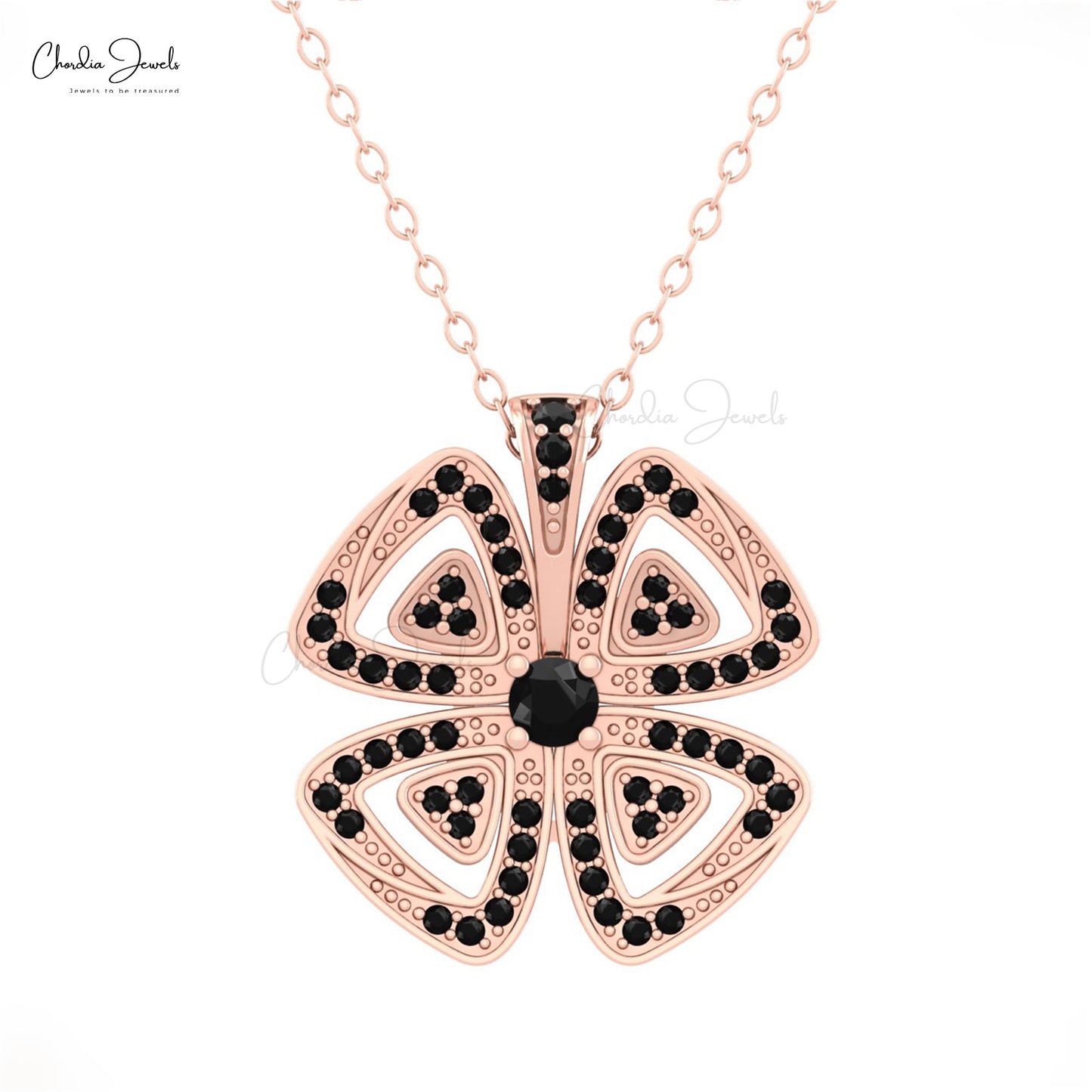 Genuine Black Diamond Floral Pendant
