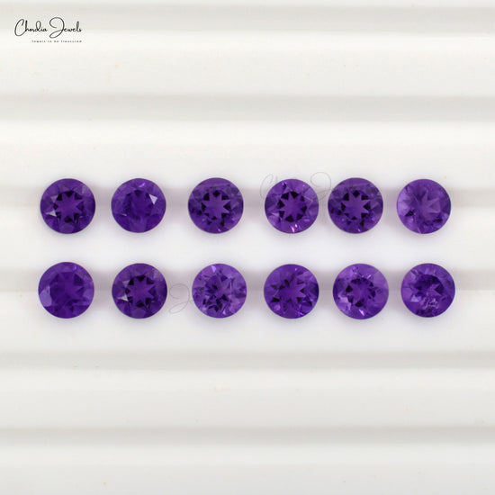 Natural 4MM AAA Quality African Amethyst Round Excellent Cut Loose Gemstone, 1 Piece
