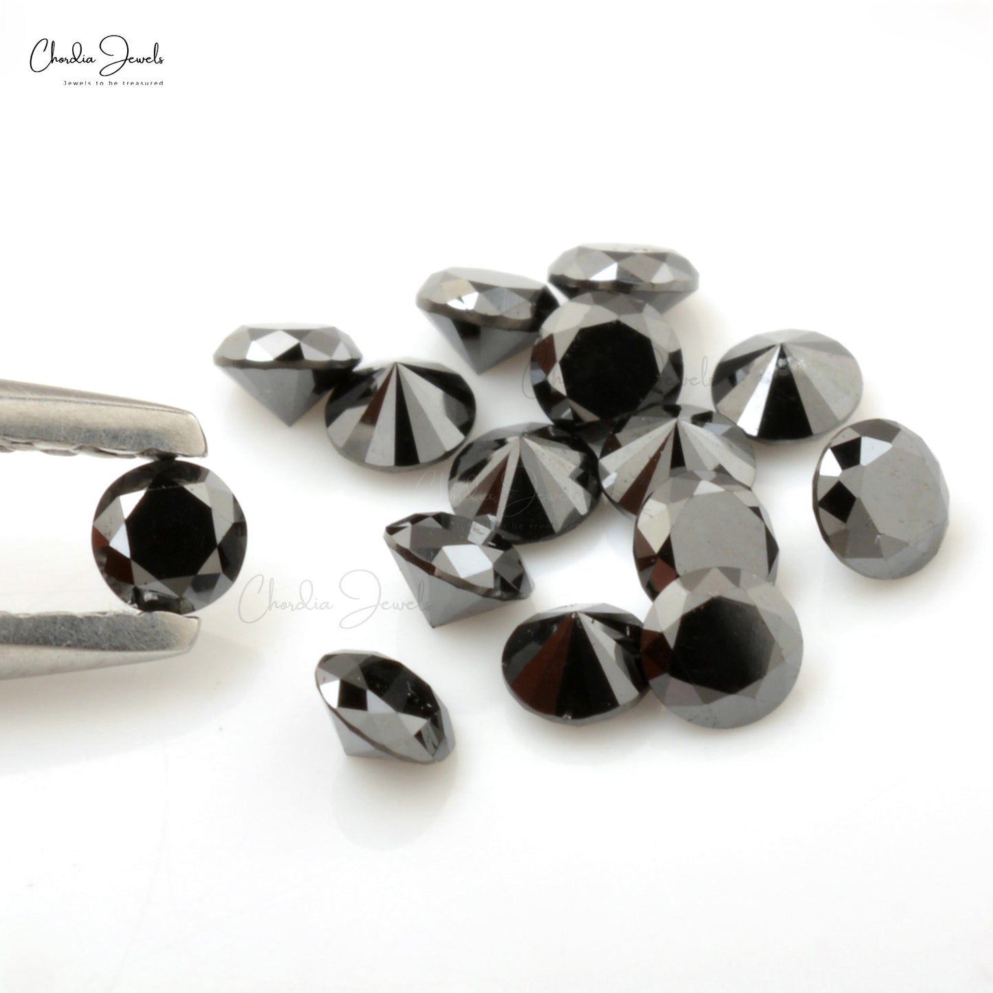 Diamante negro de 3 mm de corte redondo, piedra preciosa suelta de calidad AAA, 1 pieza