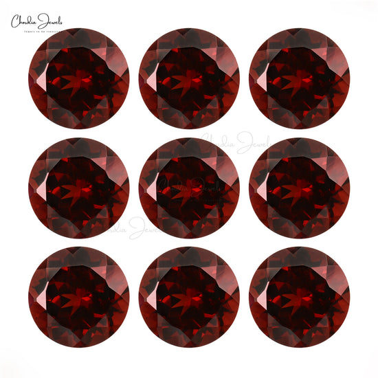 High Quality Red Garnet 7mm Round Cut Gemstone for Engagement Ring, 1 Piece