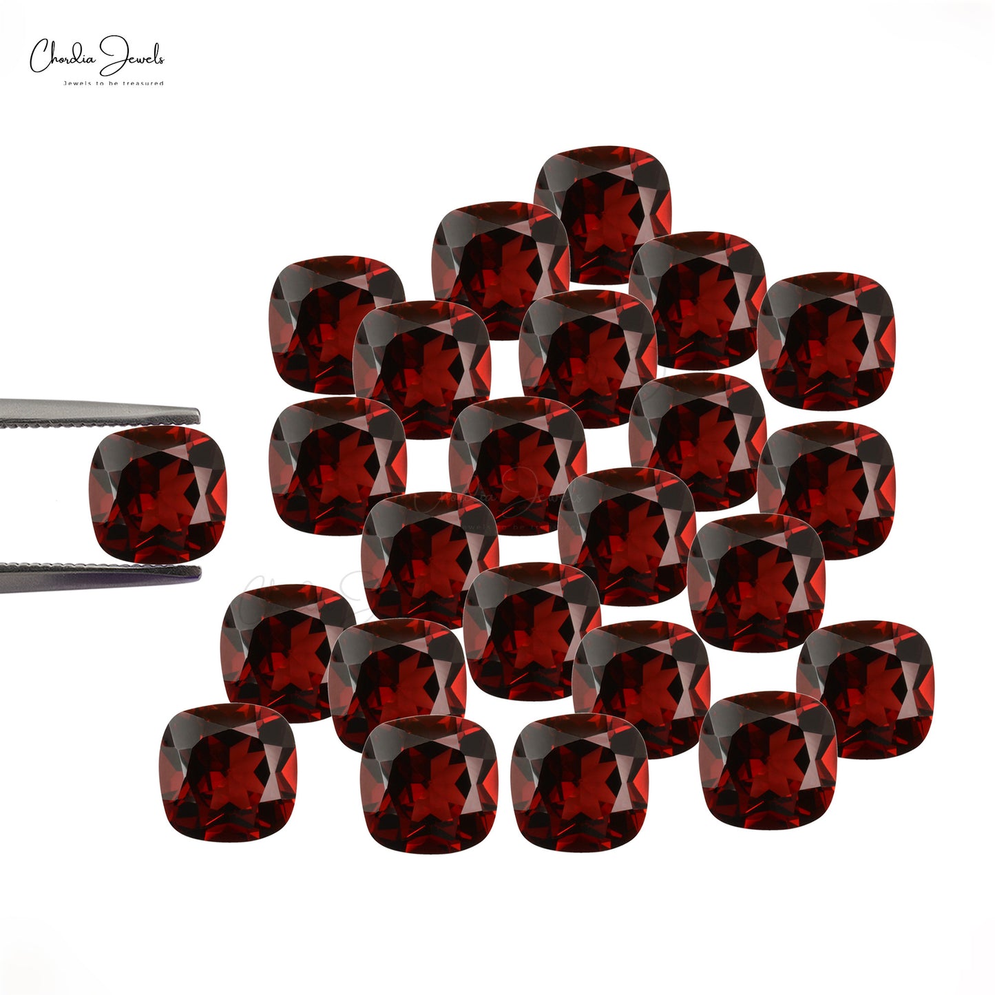 Januarie Geboortesteen 7MM Kussingsny Granaat vir Juweliersware-instellings, 1 Stuk