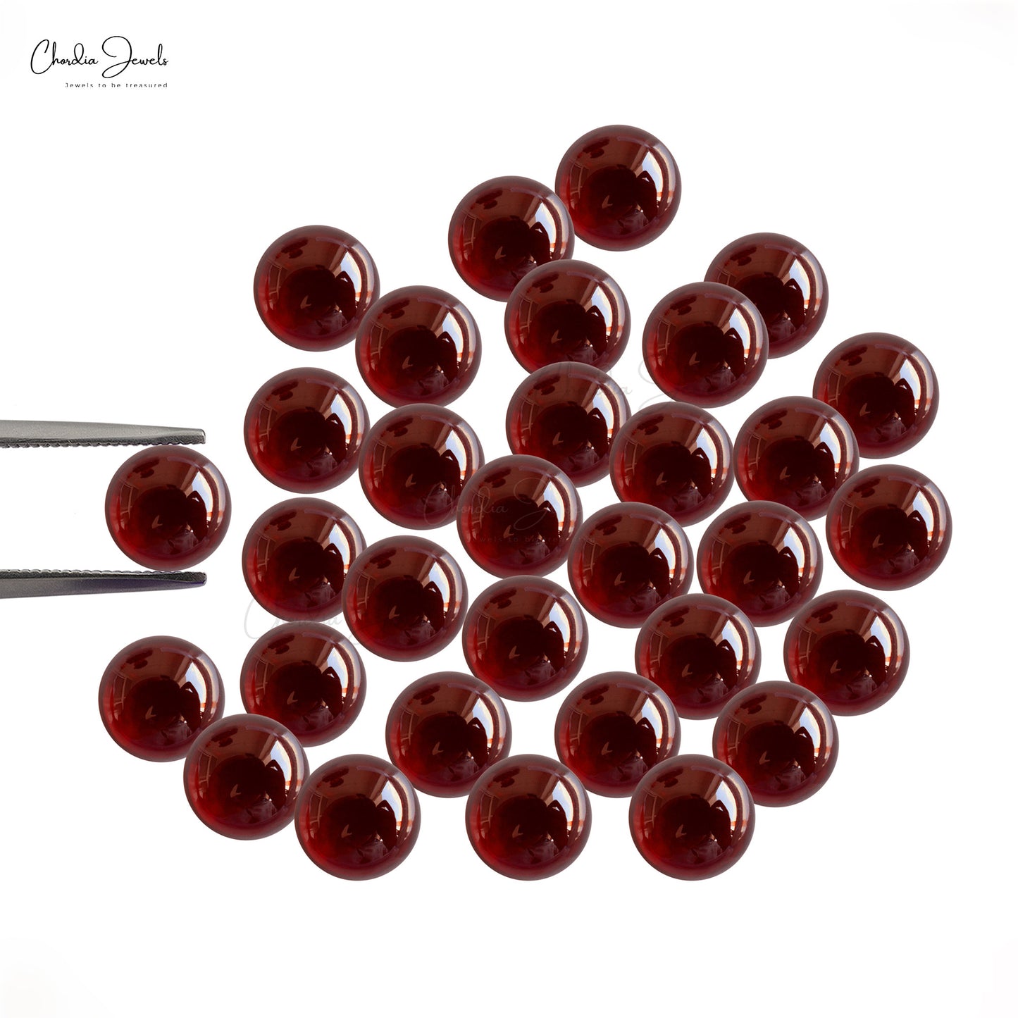 3 MM-3.50 MM Round Natural Red Garnet Cabochon Loose Semi Precious Gemstone for Sale, 1 Piece