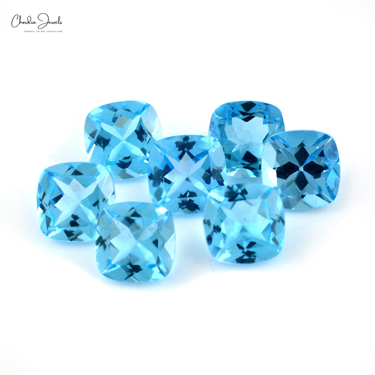 Topacio azul suizo de corte cojín facetado de 6 mm, piedra preciosa suelta para hacer anillos, 1 pieza