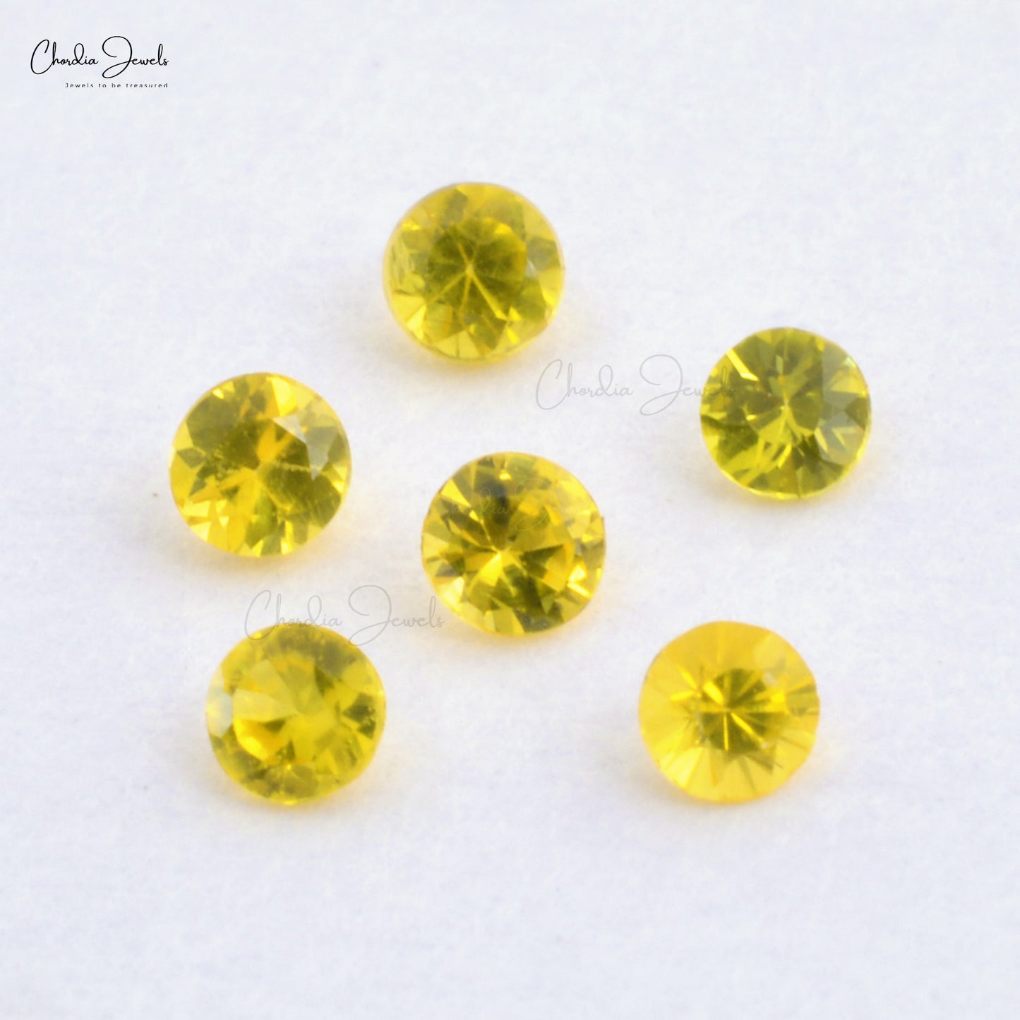 Top Quality 4mm, 4.50mm Precious Yellow Sapphire Gemstones. Weight: 0.23 - 0.36 Carats. Stone Quality: AAA Grade. Stone Cut: Excellent, Precious Gemstones from Chordia Jewels