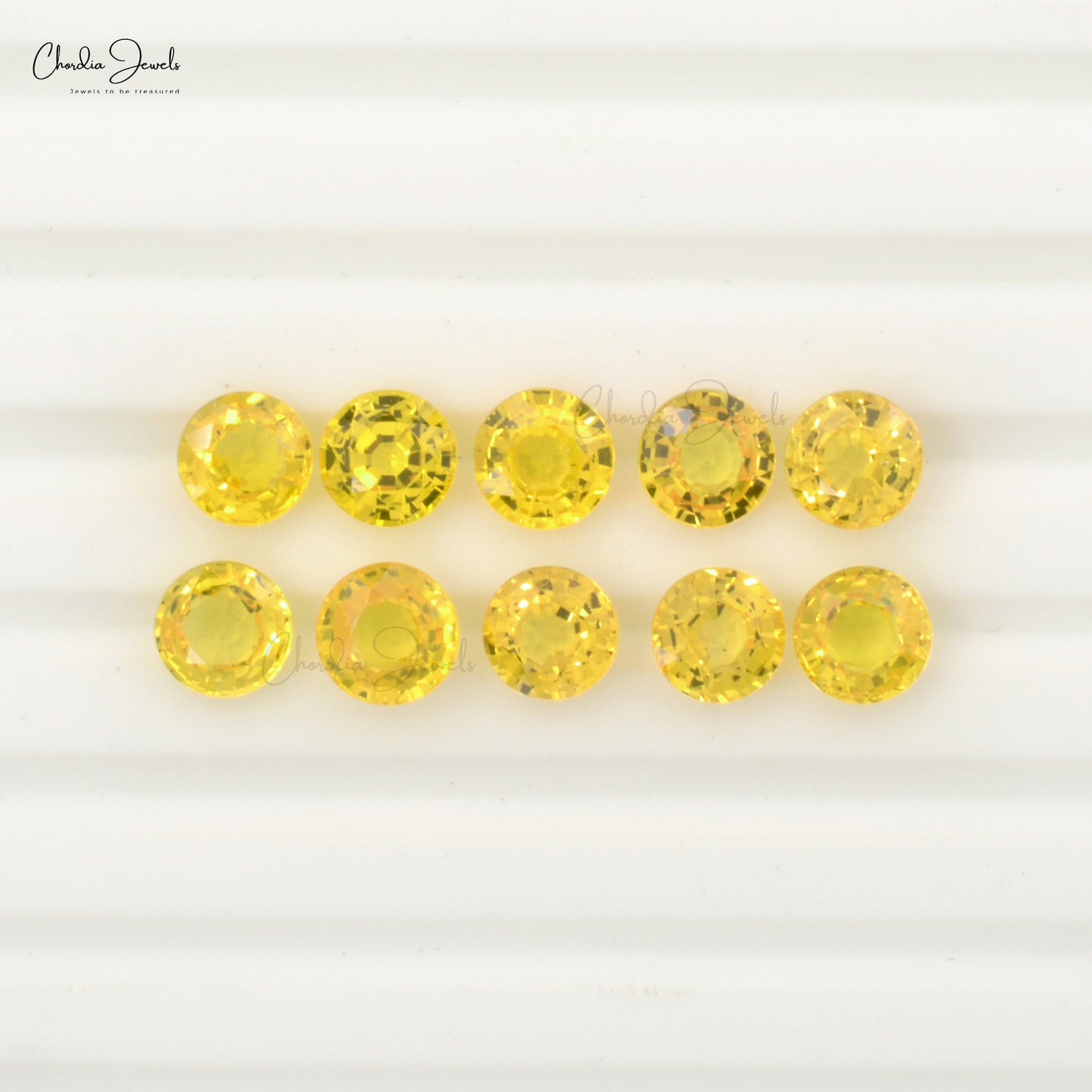 100% Natural High-Quality Yellow Sapphire 2mm-2.90mm Round-Cut. Weight: 0.03 - 0.10 Carats. Stone Quality: AAA Grade. Stone Cut: Excellent, Precious Gemstones from Chordia Jewels