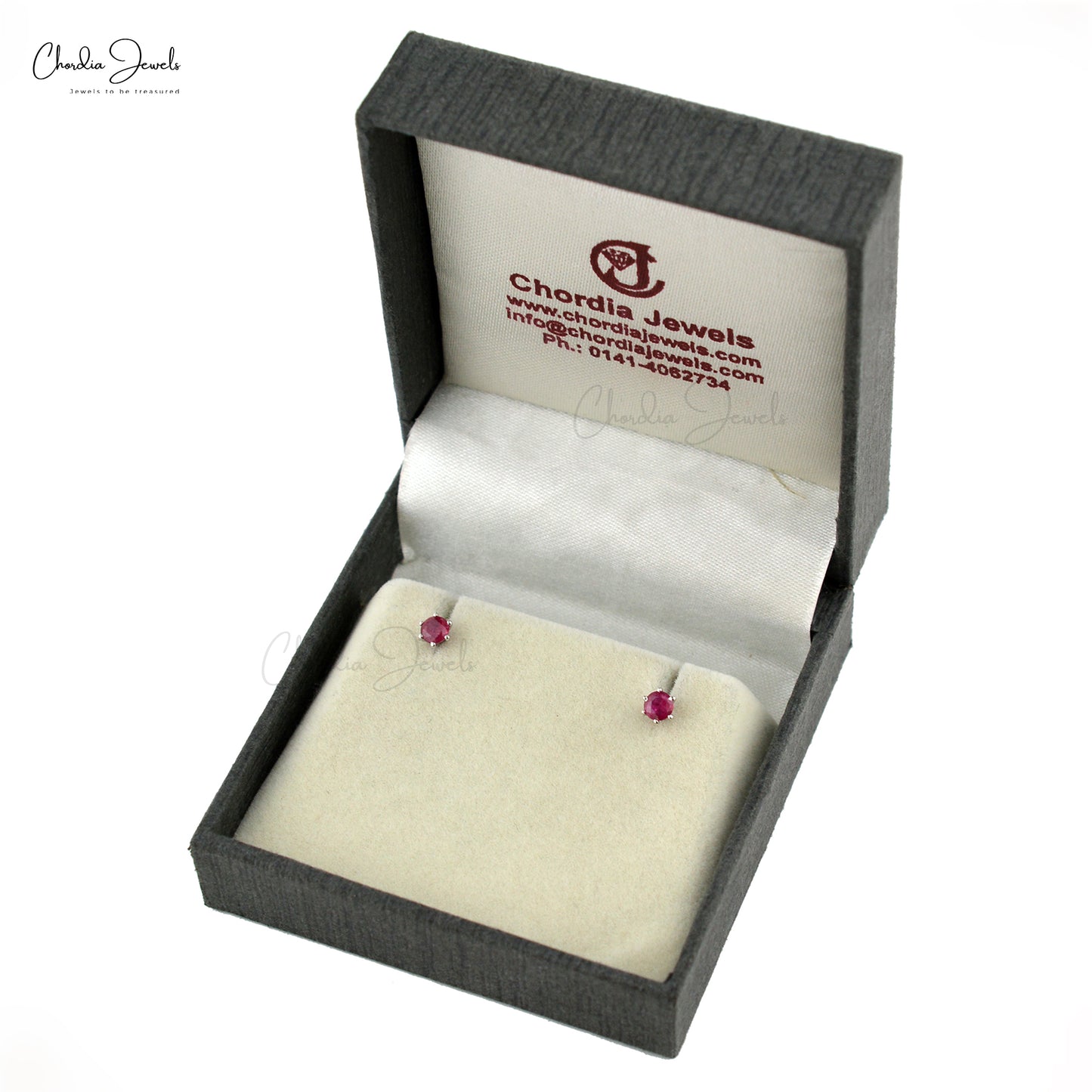 Hot Selling Jewelry Genuine Red Ruby Studs 925 Sterling Silver Round Cut Gemstone Stud Earrings At Offer Price