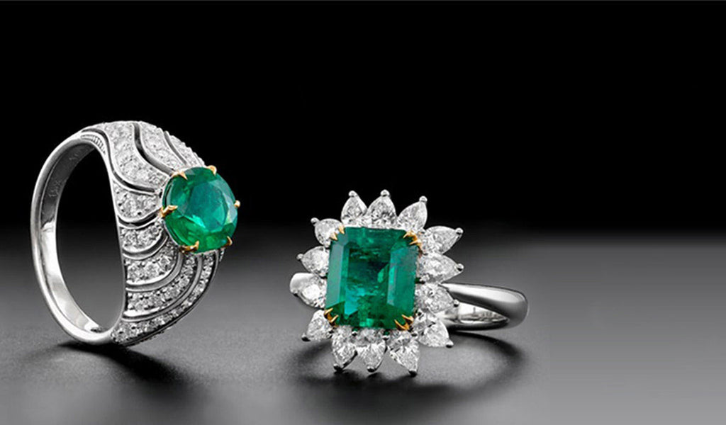 Platinum Chatham Emerald Diamonds - Jewellery & Gold - Hemswell Antique  Centres