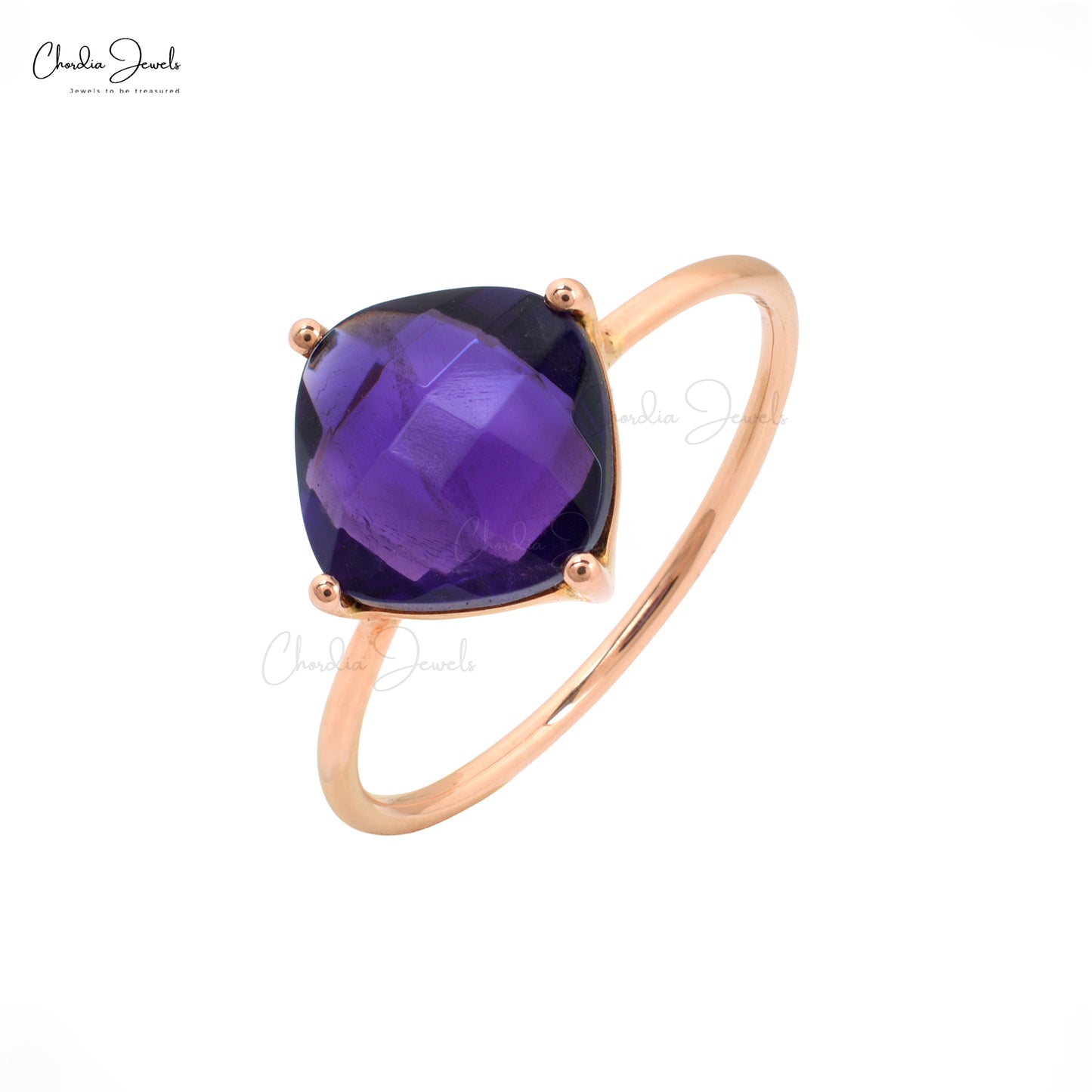 14k white, yellow or rose gold Amethyst ring with diamond halo (or you  choose center stone) (wcr107) - Brocks Jewelers