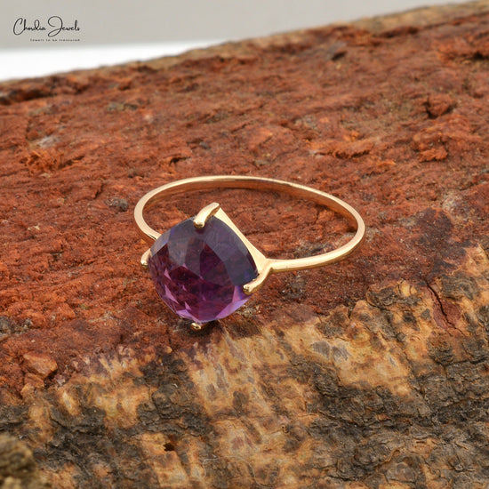 Real Amethyst Ring In Sterling Silver And Gold