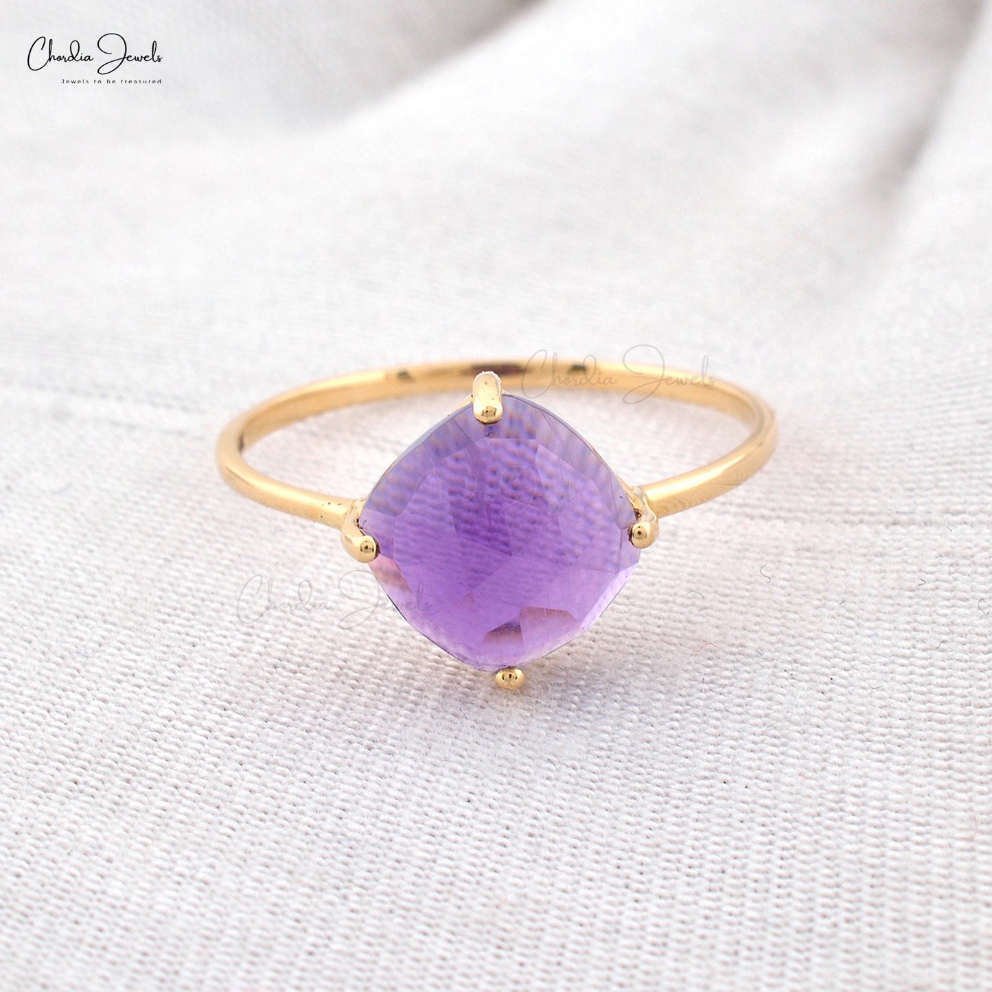 14k yellow gold amethyst ring