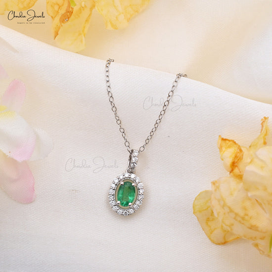 Load image into Gallery viewer, emerald dainty pendant
