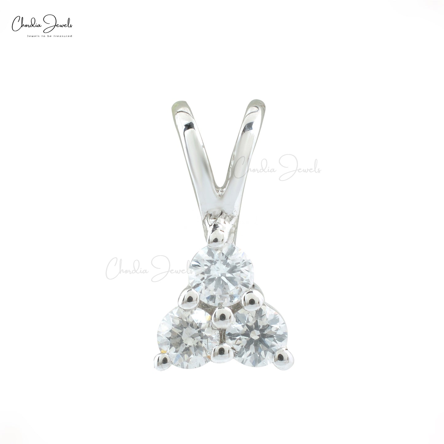 Genuine 0.18Ct Diamond Cluster Pendant in 14k Solid White Gold Trilogy Jewelry Gift
