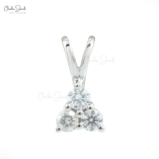 Genuine 0.18Ct Diamond Cluster Pendant in 14k Solid White Gold Trilogy Jewelry Gift