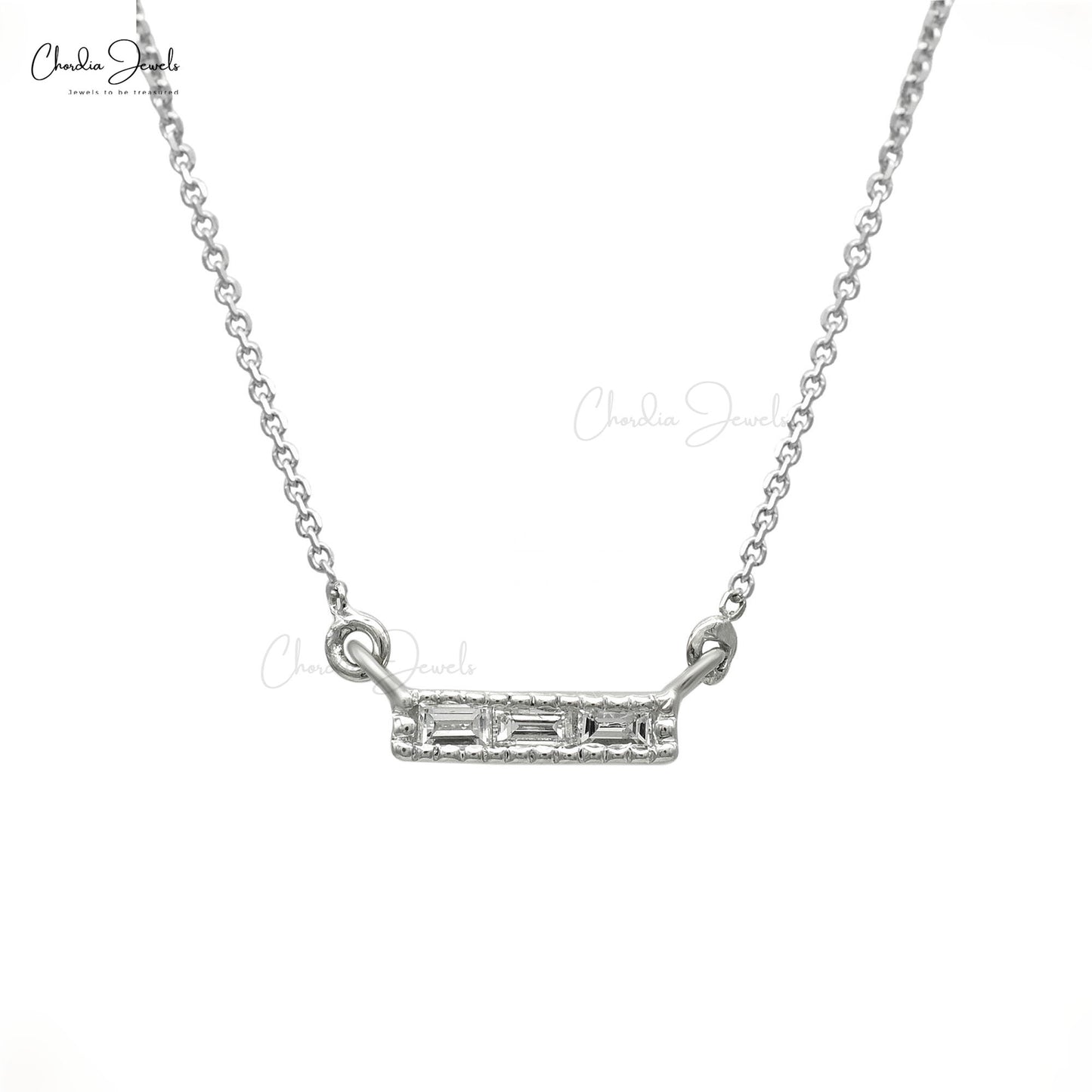 Diamond Dainty Necklace in 14K Solid White Gold For Valentine Gift
