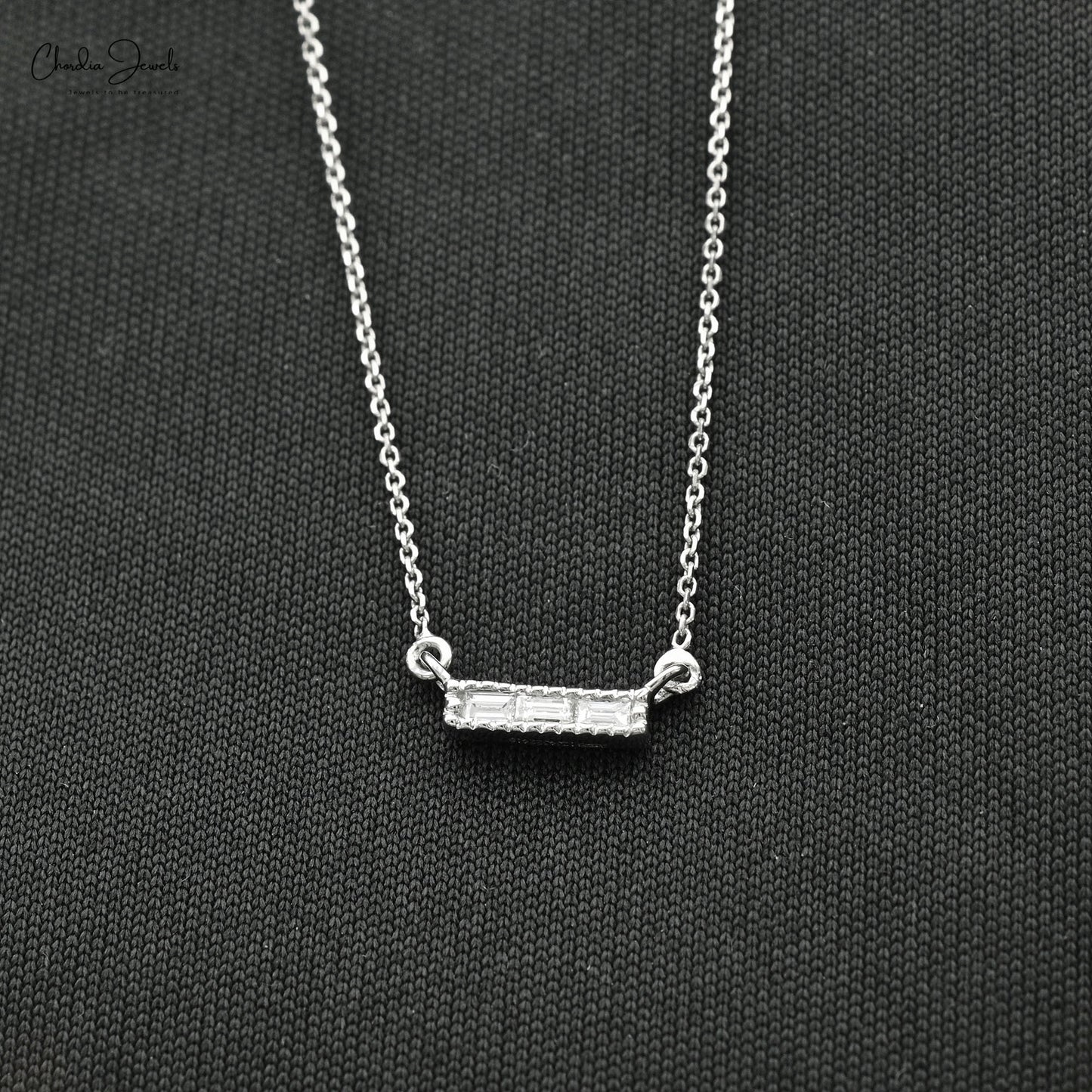 Diamond Dainty Necklace in 14K Solid White Gold For Valentine Gift