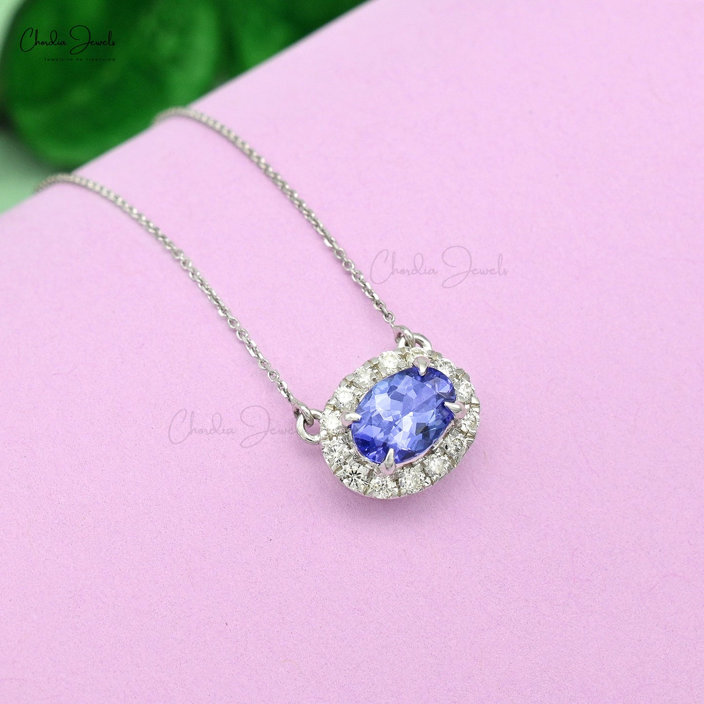 tanzanite halo pendant