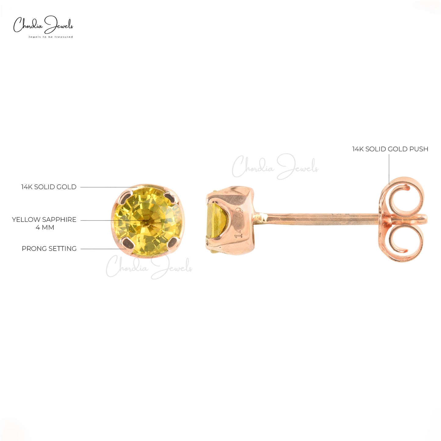 Load image into Gallery viewer, yellow sapphire studs
