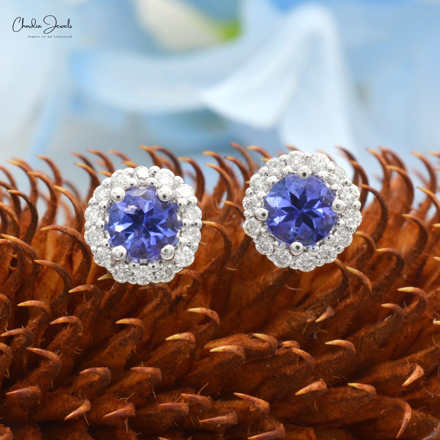 Natural Tanzanite Diamond Earrings