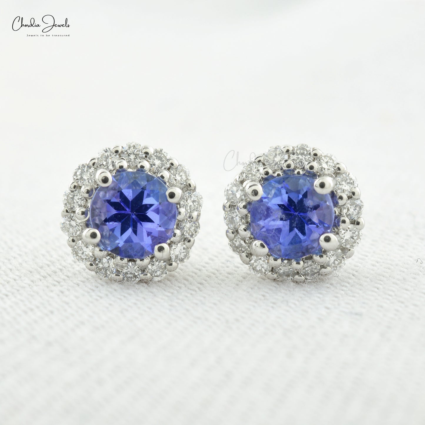 Natural Tanzanite Diamond Earrings