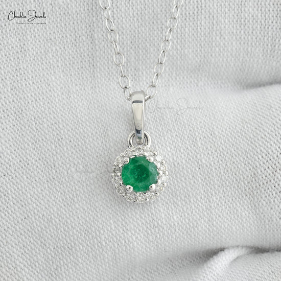Graceful Emerald Diamond Pendant