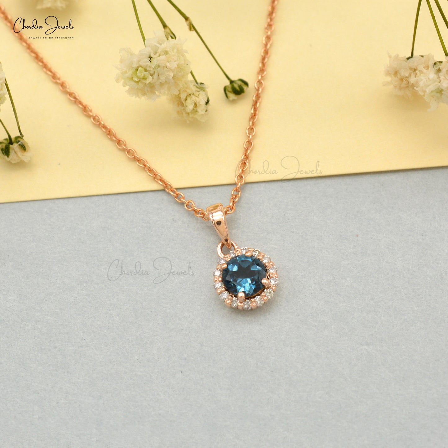 Buy 4mm London Blue Topaz Halo Pendant