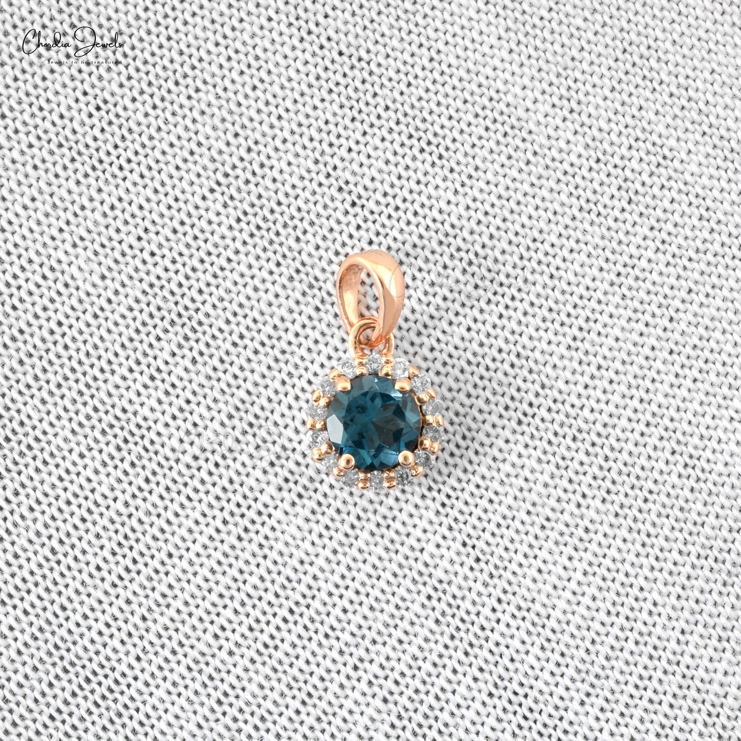 Buy 4mm London Blue Topaz Halo Pendant
