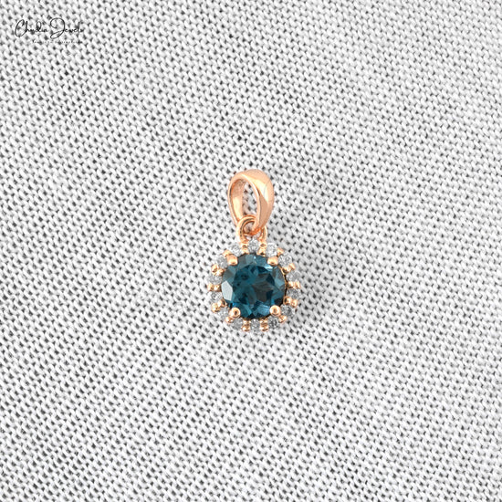 Buy 4mm London Blue Topaz Halo Pendant