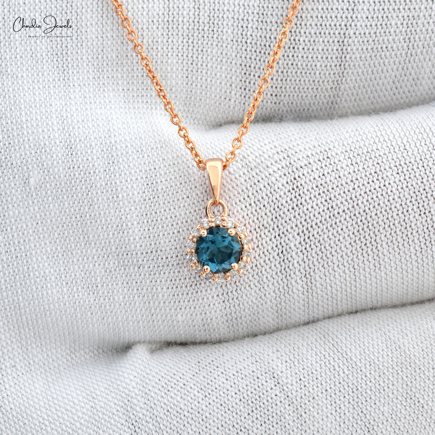 Buy 4mm London Blue Topaz Halo Pendant