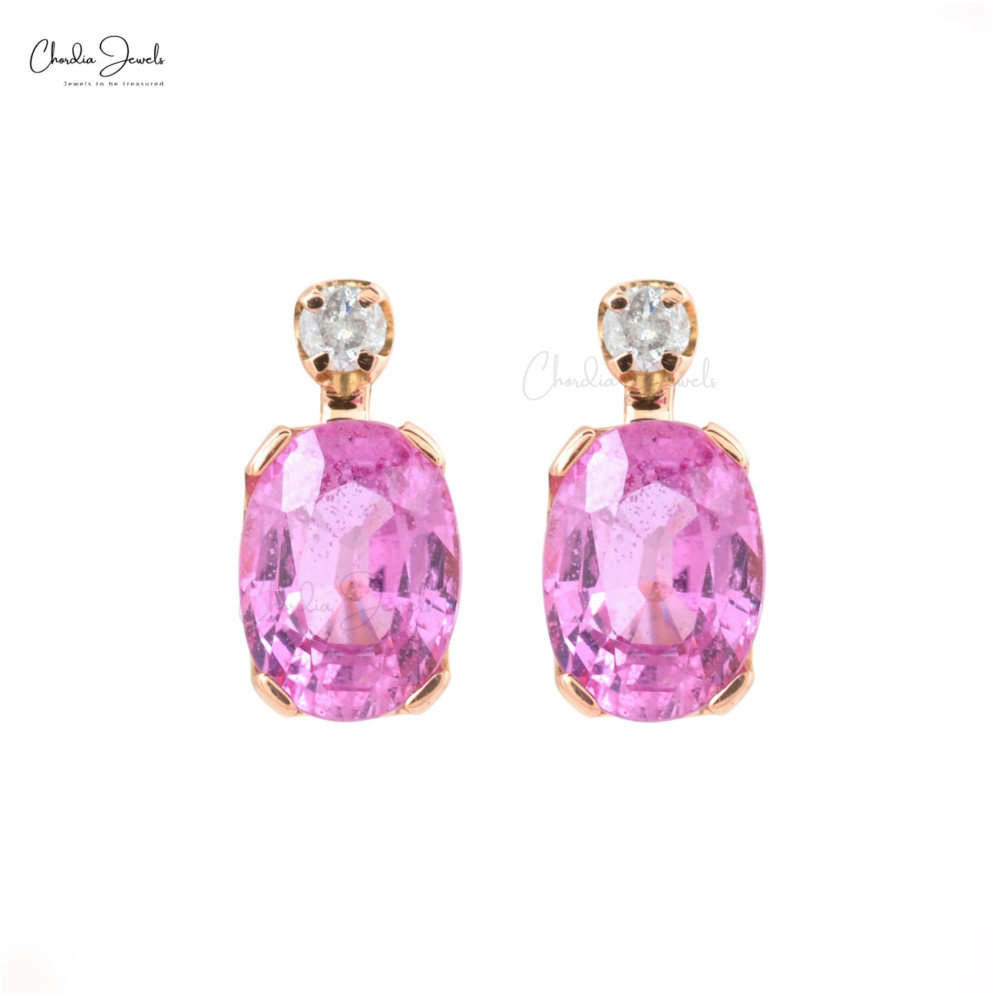 Pink sapphire stud earrings 14k gold store