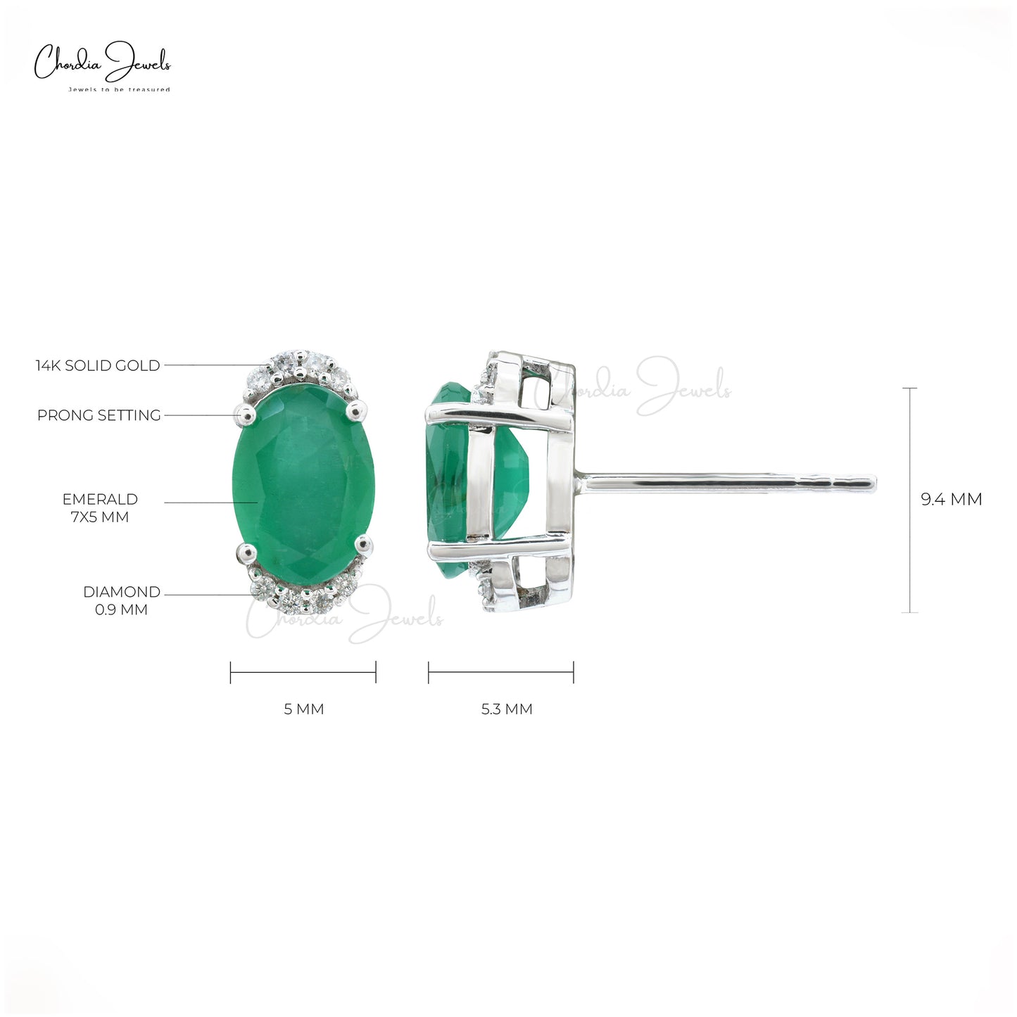 Emerald Diamond Halo Studs