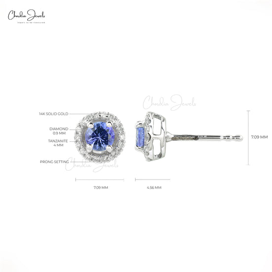 tanzanite halo studs