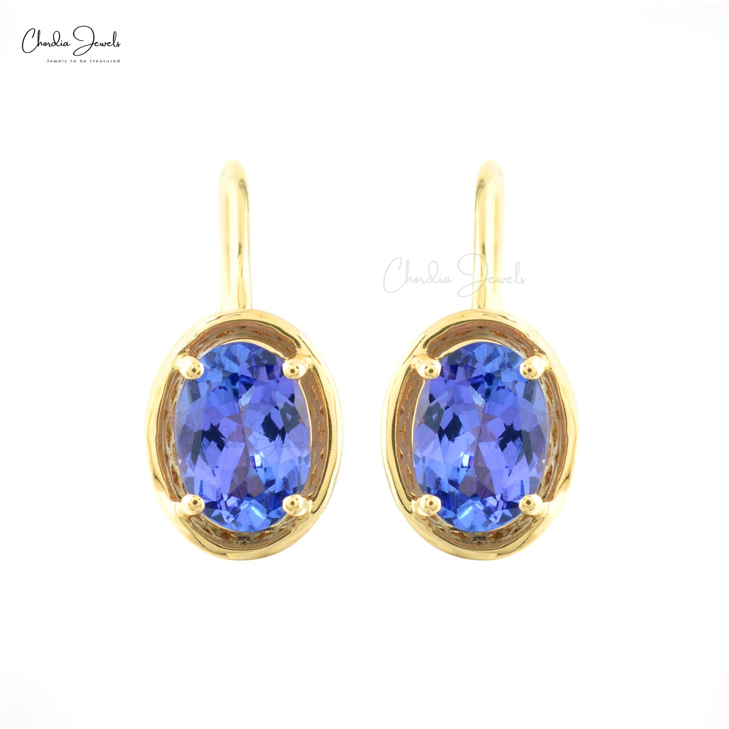Load image into Gallery viewer, Natural 1.6ct Tanzanite Dangle Earrings 14k Solid Yellow Gold Leverback Earring For Gift
