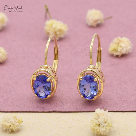 14k yellow gold tanzanite earrings