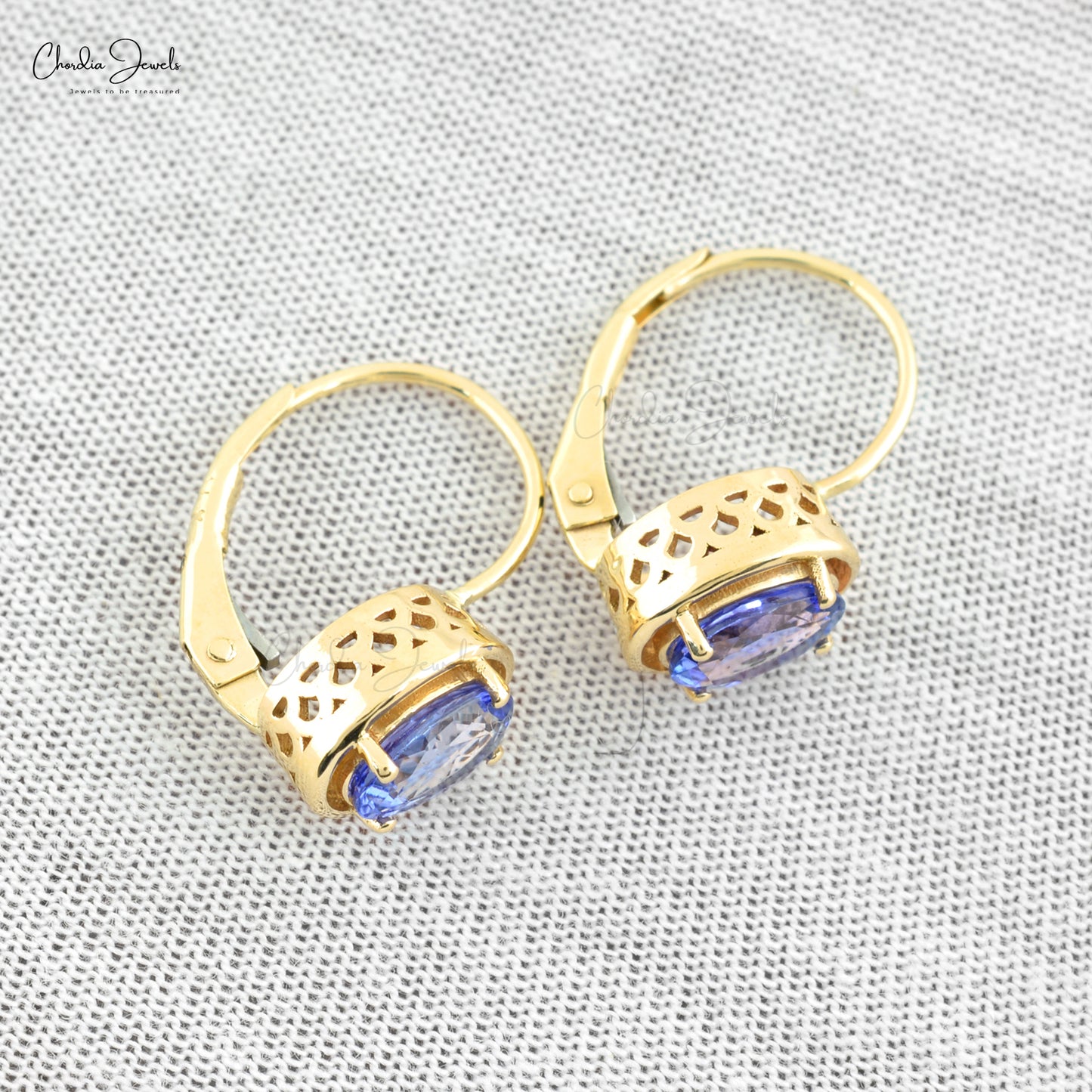 Load image into Gallery viewer, Natural 1.6ct Tanzanite Dangle Earrings 14k Solid Yellow Gold Leverback Earring For Gift

