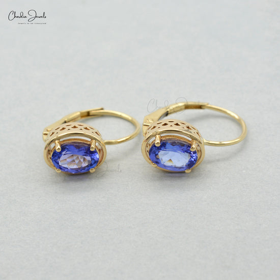Load image into Gallery viewer, tanzanite leverback earrings
