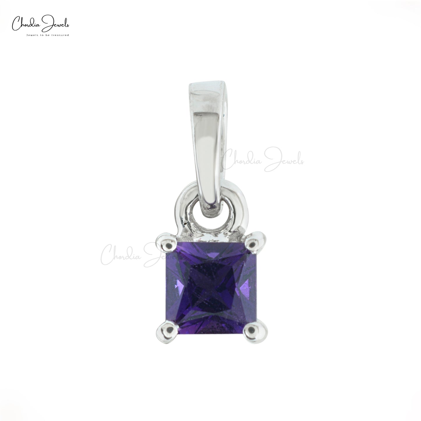 Natural 0.35ct Amethyst Gemstone Solitaire Pendant Solid 14k White Gold Prong Set Pendant