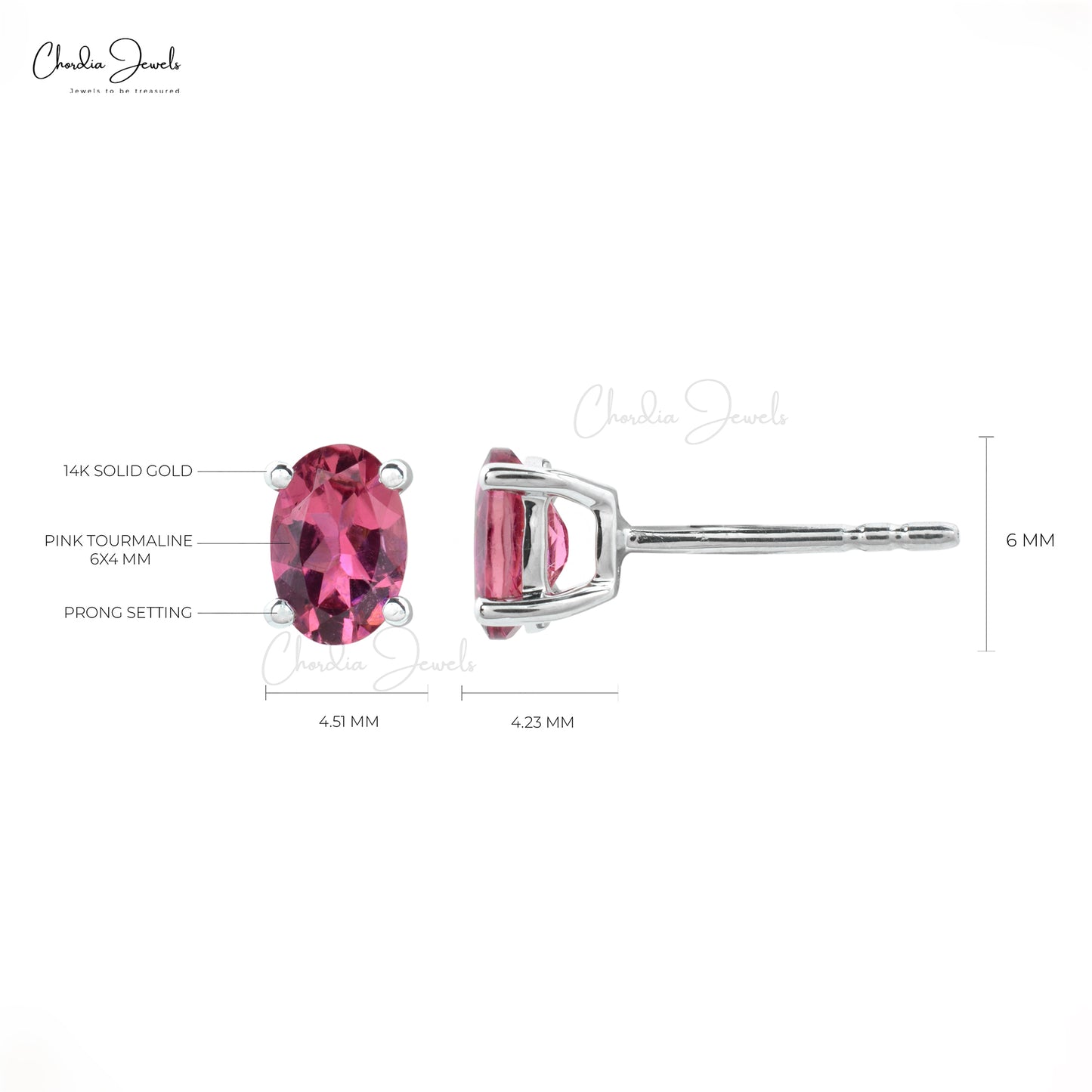 Genuine Pink Tourmaline Studs Earring 14k Solid White Gold Earrings 1.44 Carat Oval Cut Gemstone Solitaire Earrings For Women's